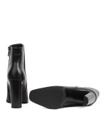 Genuine Leather Block Heel Black Women's Boots