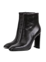 Genuine Leather Block Heel Black Women's Boots