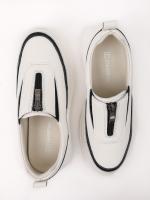 Natural Leather Front Zipper Women's Sneakers