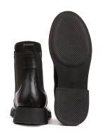 Real Leather Woven Pattern Black Chelsea Boots