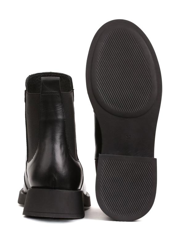 Real Leather Woven Pattern Black Chelsea Boots