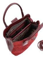 Patterned Suede Detailed Genuine Leather Women's Handbag - Bordeaux