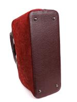 Patterned Suede Detailed Genuine Leather Women's Handbag - Bordeaux